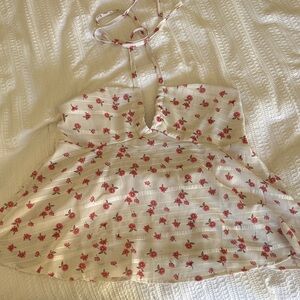 Floral Halter Top with Red Flowers